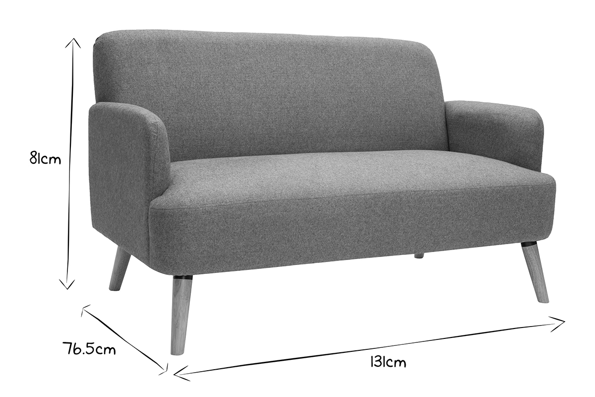 Skandinavisches Sofa 2-Sitzer aus grngrauem Stoff und hellem Holz ISKO