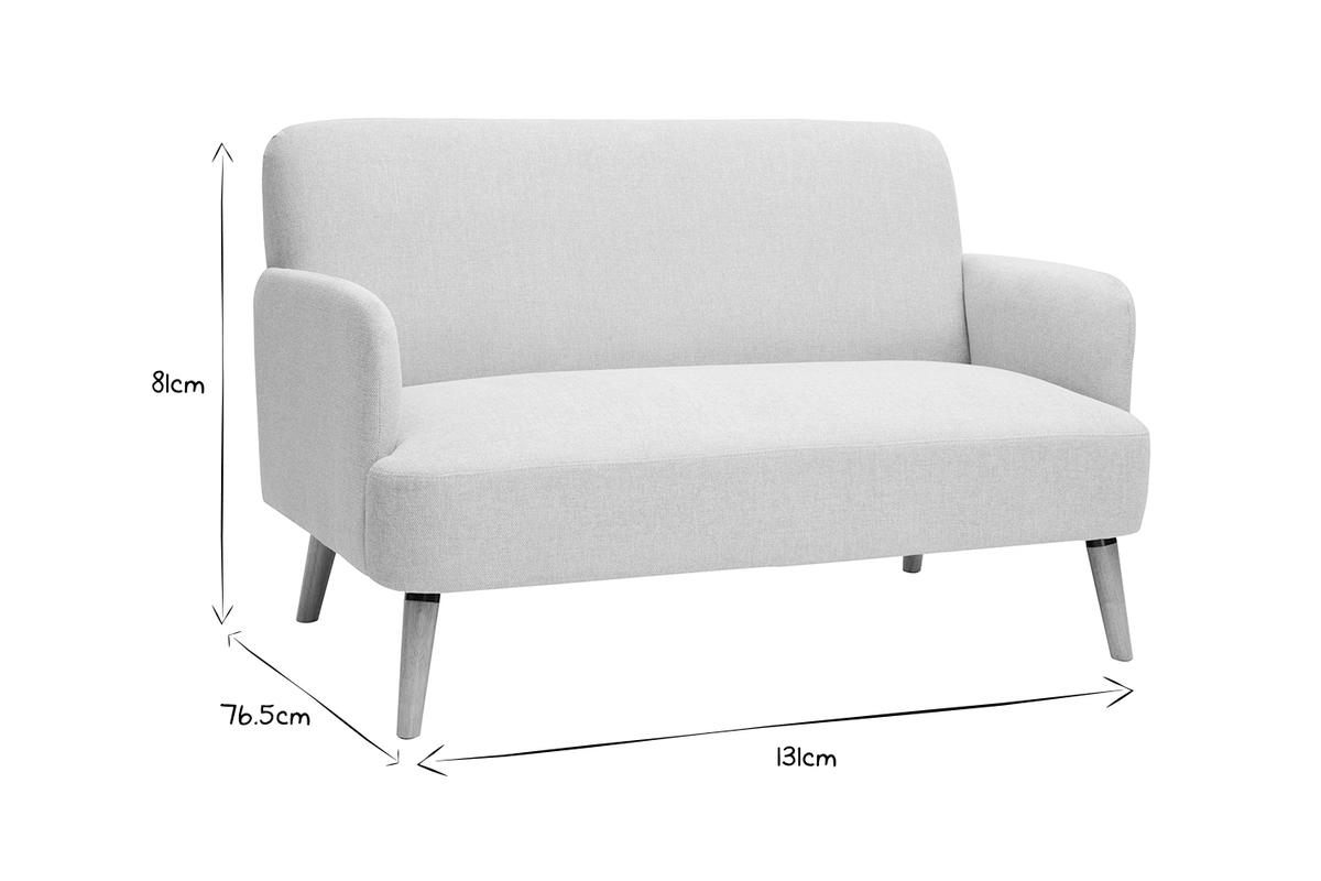 Skandinavisches Sofa 2-Sitzer aus hellgrauem Stoff und hellem Holz ISKO