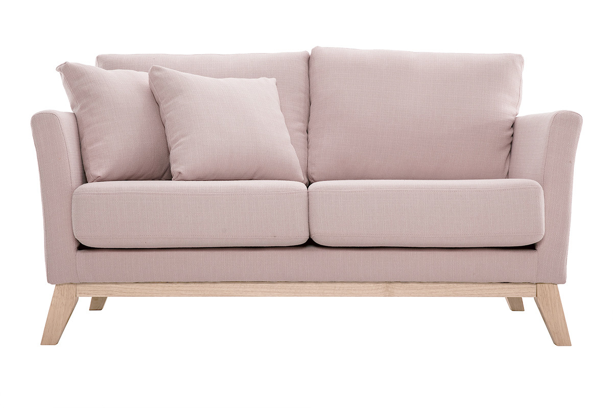 Skandinavisches Sofa 2-Sitzer pastellrosa mit abnehmbarem Bezug OSLO