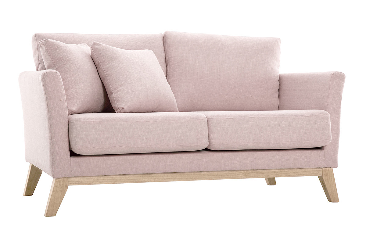 Skandinavisches Sofa 2-Sitzer pastellrosa mit abnehmbarem Bezug OSLO