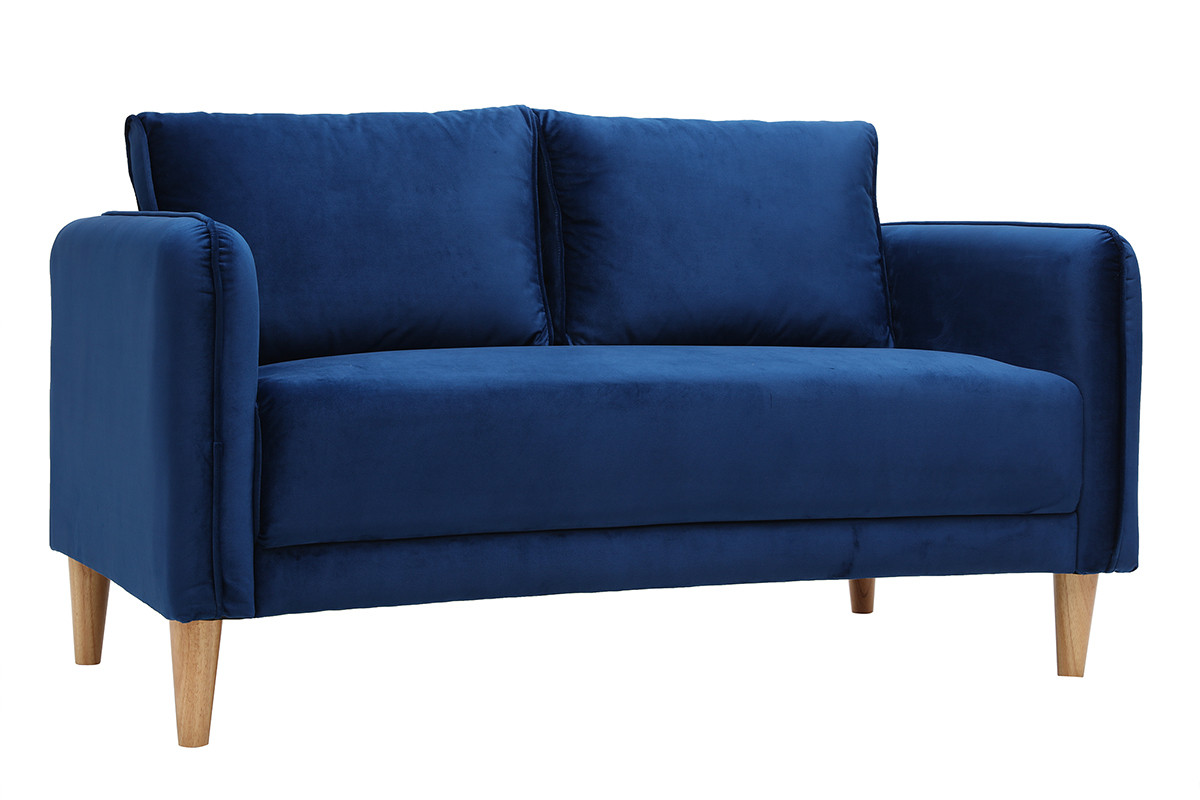 Skandinavisches Sofa 2-Sitzer Samt blau KURT