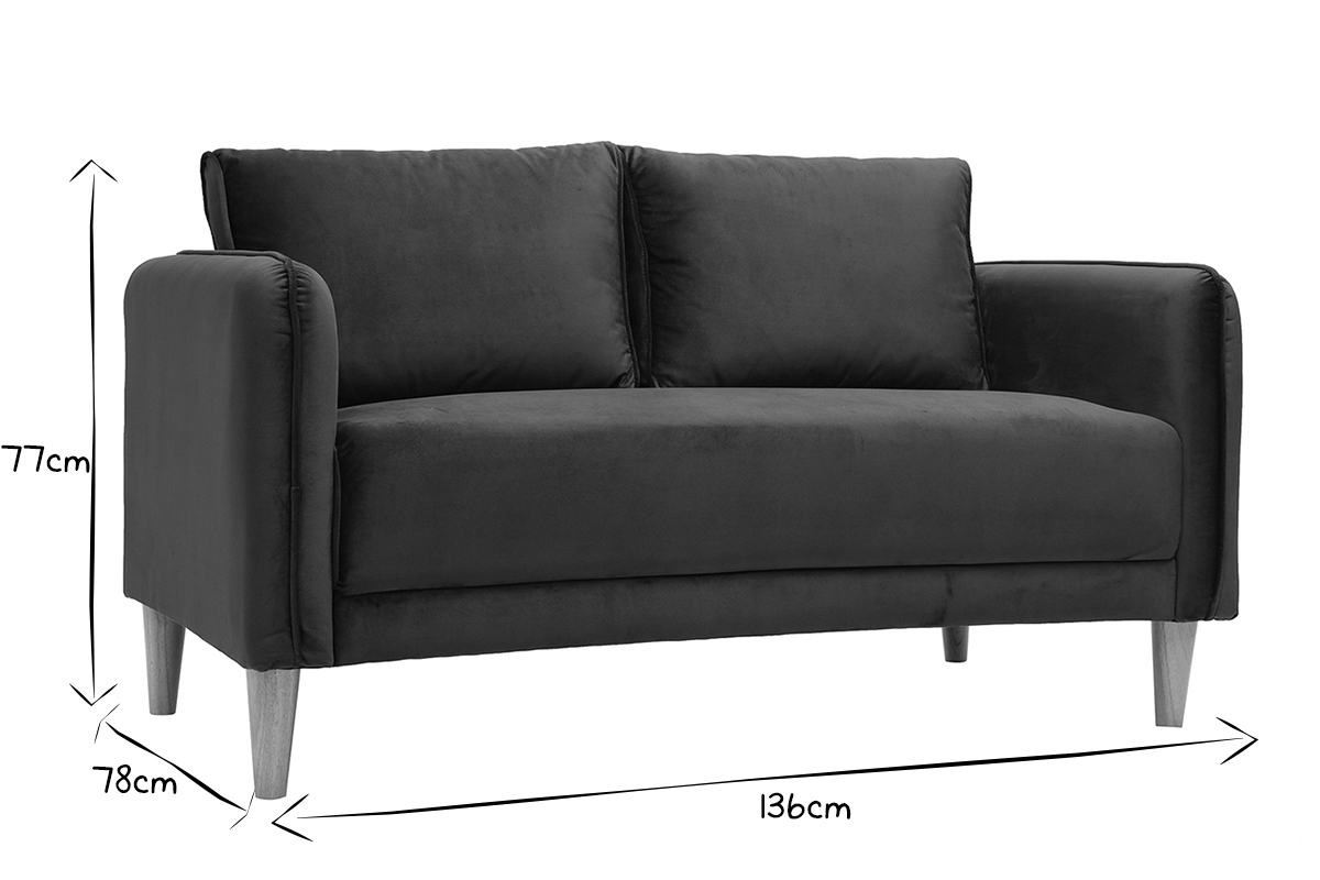 Skandinavisches Sofa 2-Sitzer Samt blau KURT