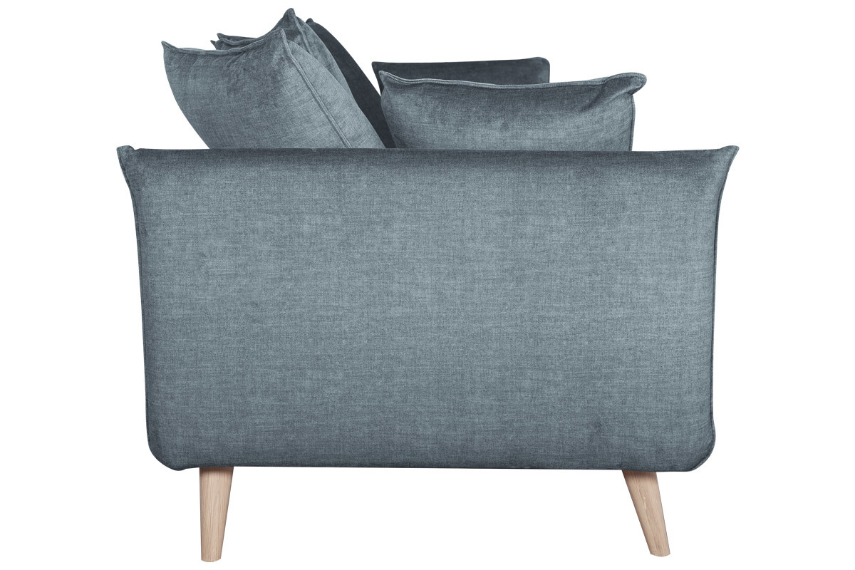 Skandinavisches Sofa 3-Sitzer aus blaugrauem Stoff und hellem Holz OLYMPIA