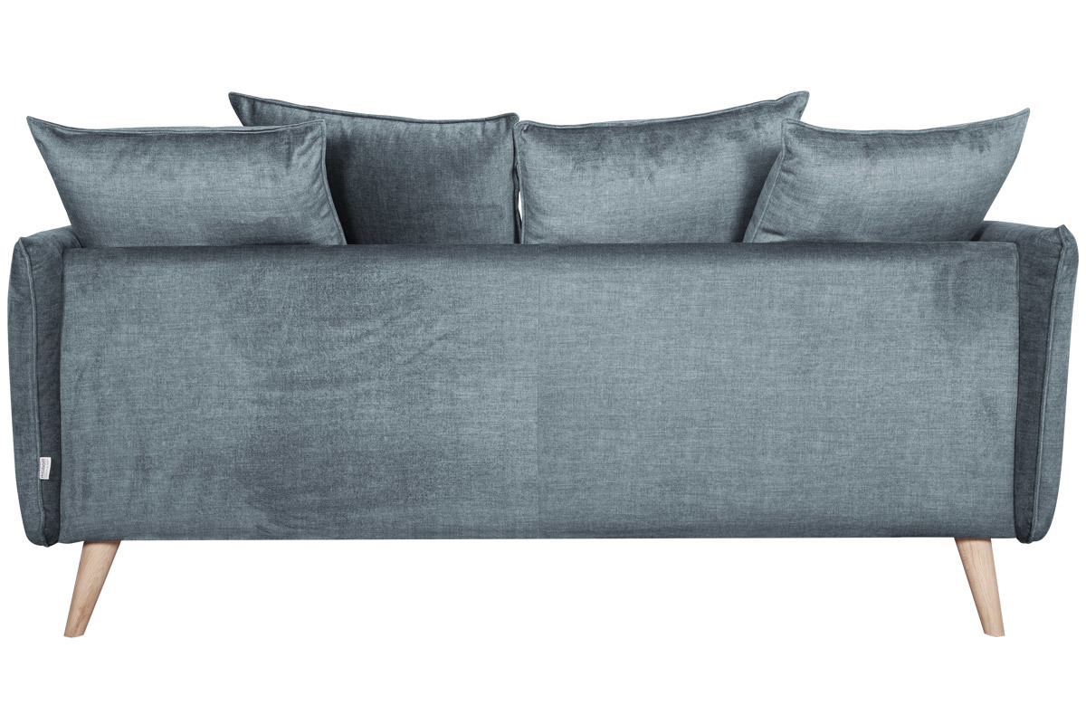 Skandinavisches Sofa 3-Sitzer aus blaugrauem Stoff und hellem Holz OLYMPIA