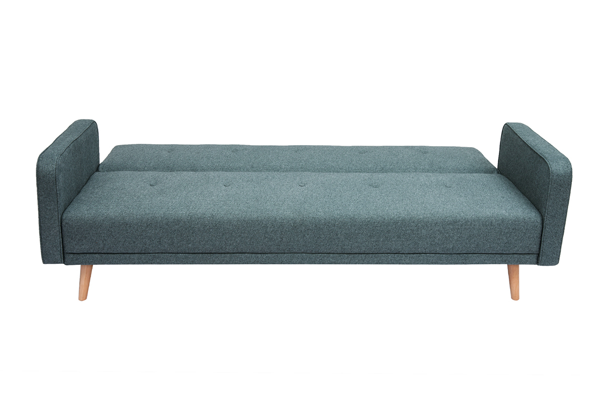 Skandinavisches Sofa 3-Sitzer aus graugrnem Stoff und hellem Holz ULLA