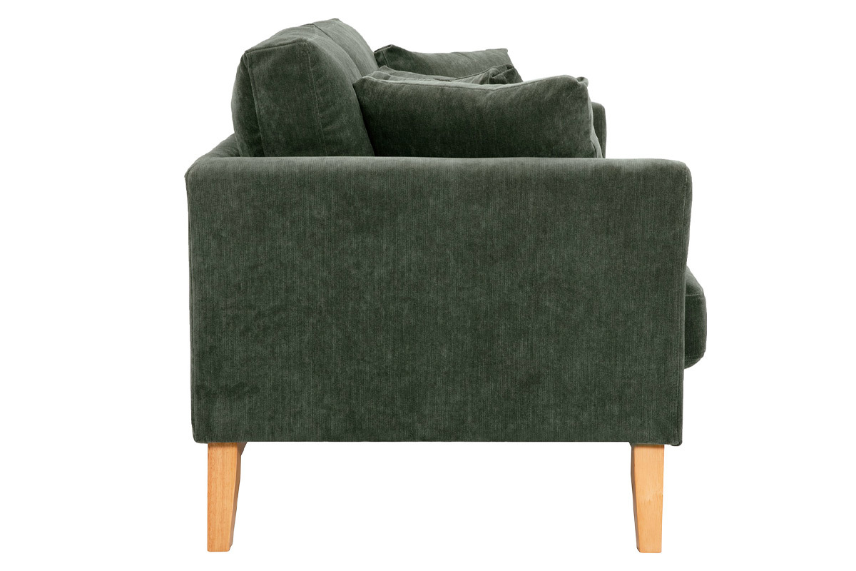 Skandinavisches Sofa 3-Sitzer Bezug abnehmbar SamtEffekt Khaki OSLO