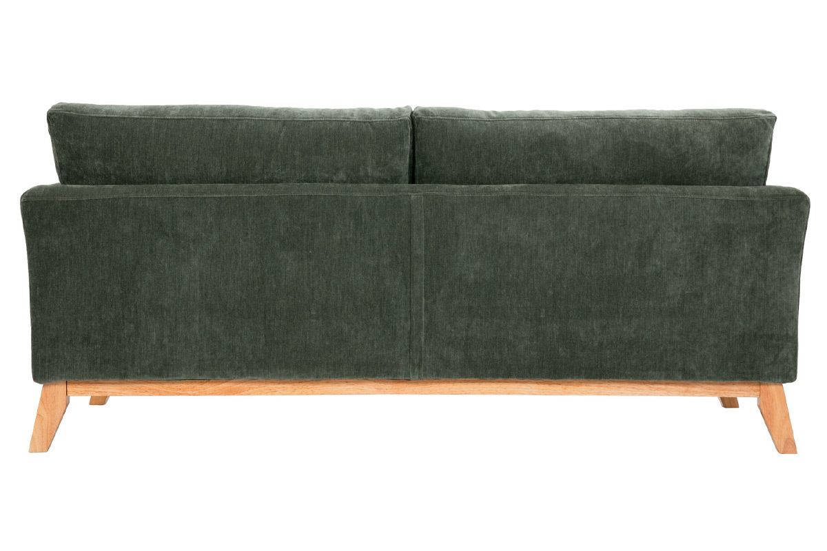 Skandinavisches Sofa 3-Sitzer Bezug abnehmbar SamtEffekt Khaki OSLO