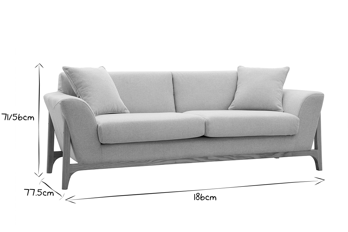 Skandinavisches Sofa 3-Sitzer in Beige und Esche ASAKO