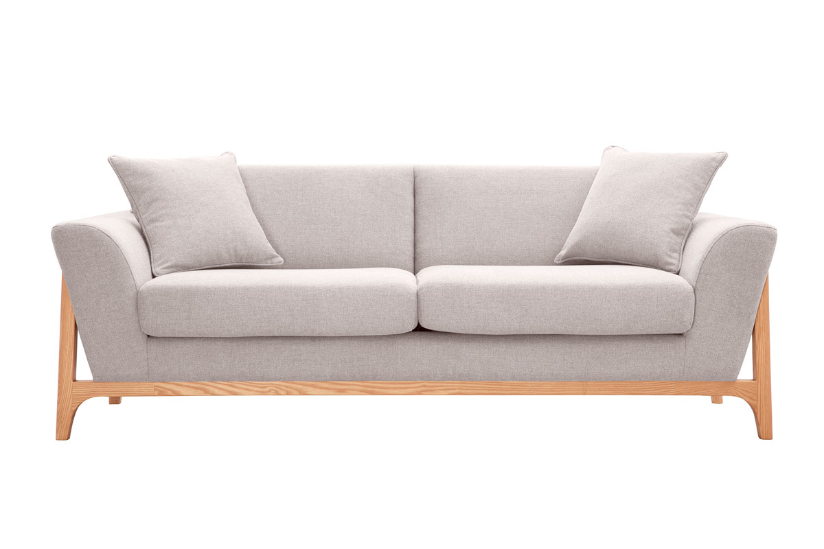 Skandinavisches Sofa 3-Sitzer in Beige und Esche ASAKO