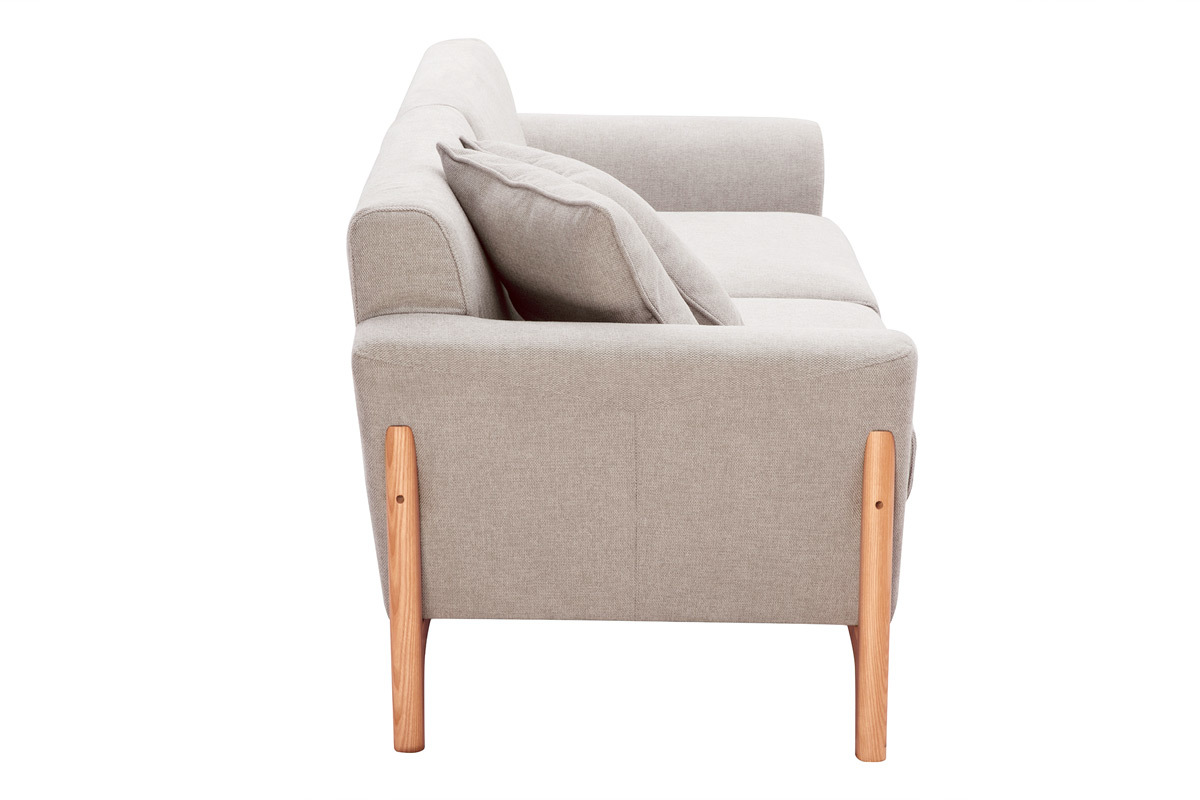 Skandinavisches Sofa 3-Sitzer in Beige und Esche ASAKO