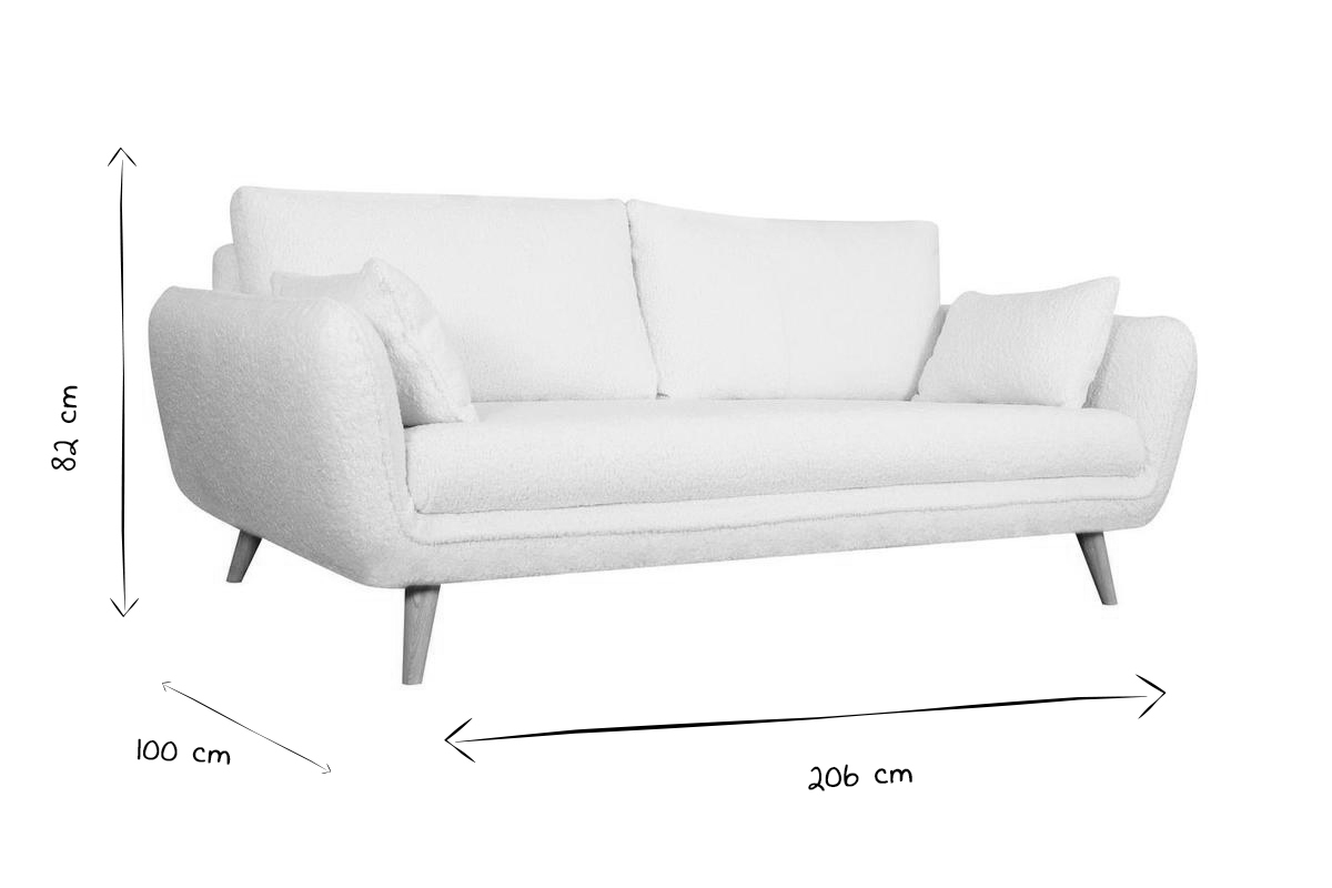 Skandinavisches Sofa 3-Sitzer mit Woll-Effekt und Holz CREEP