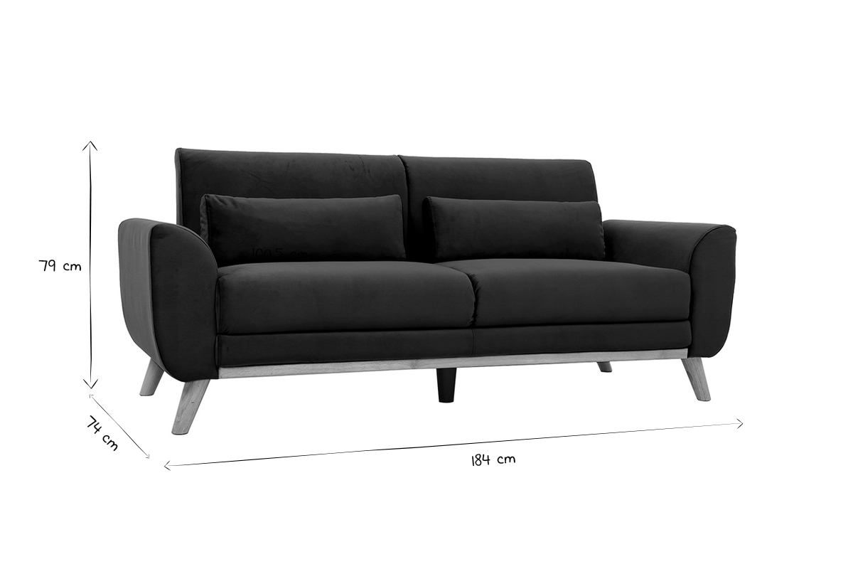 Skandinavisches Sofa 3-Sitzer Samt Petrolblau EKTOR