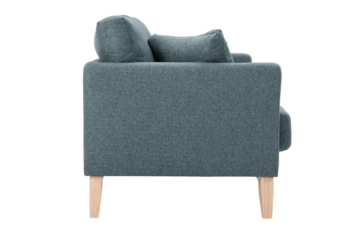 Skandinavisches Sofa aus graugrnem Stoff mit Samteffekt und hellem Holz 2-Sitzer OSLO