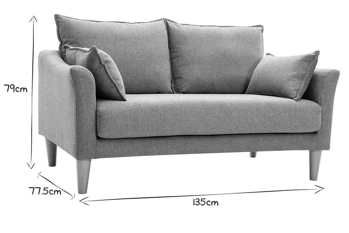 Skandinavisches Sofa aus terracottafarbenem Stoff mit Samteffekt und hellem Holz 2-Sitzer KATE