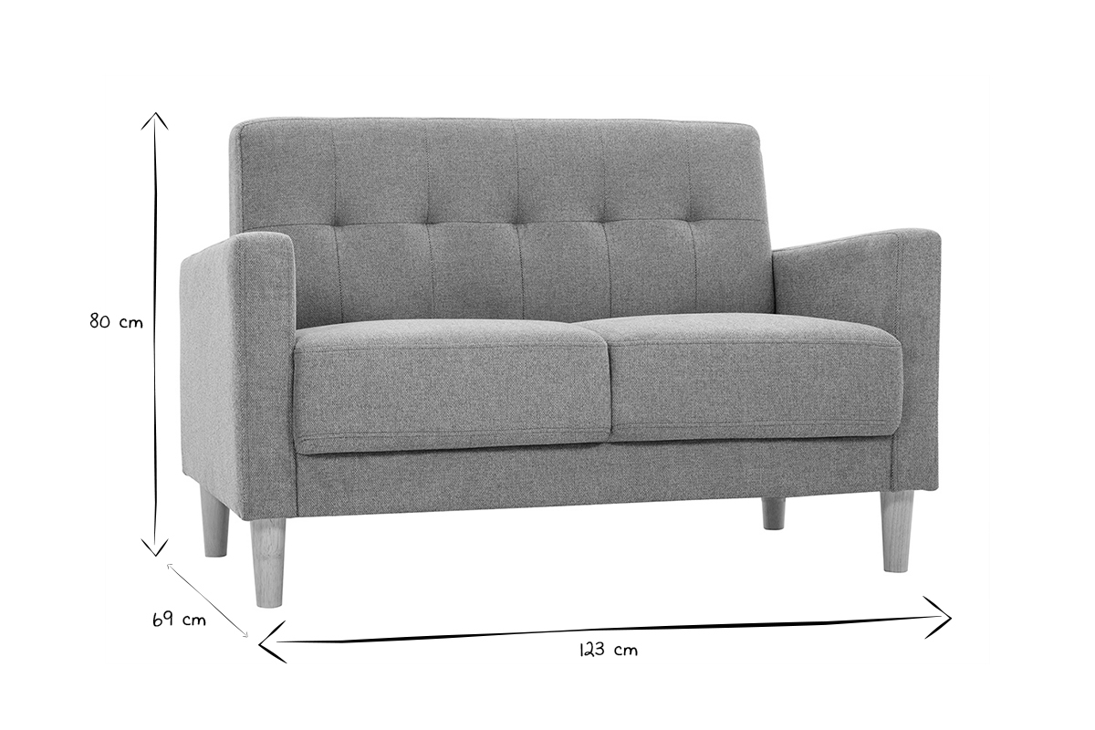 Skandinavisches Sofa aus terracottafarbenem Stoff mit Samteffekt und hellem Holz 2-Sitzer MOON