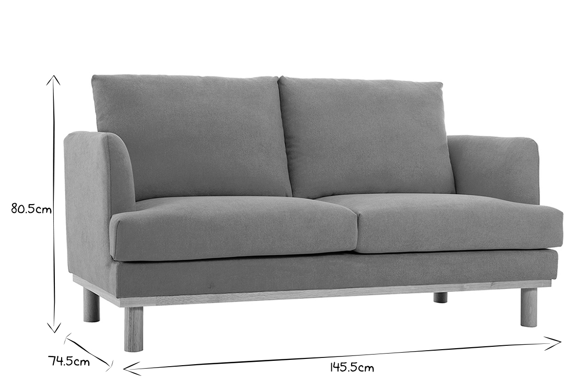 Skandinavisches Sofa senfgelber Stoff mit Samteffekt 2-Sitzer HOBART