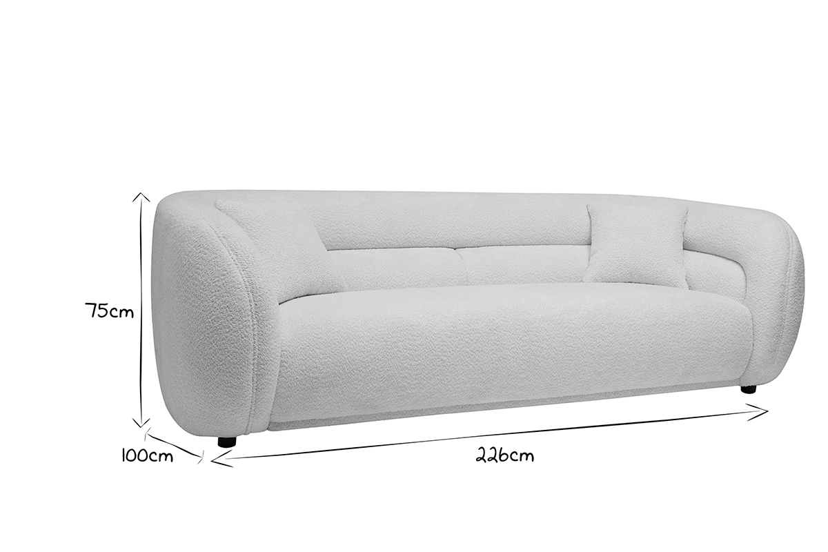 Sofa 3-4 Pltze aus weiem Boucl-Stoff MOCHI