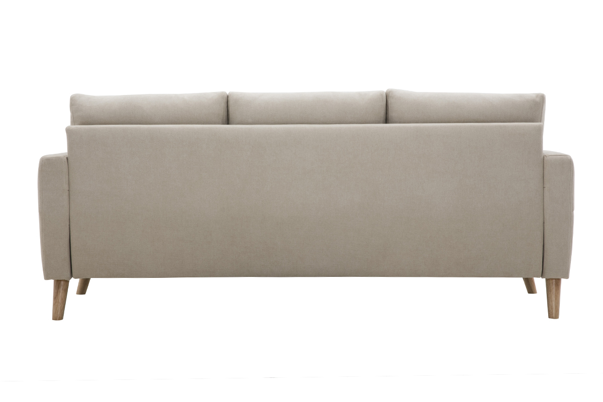 Sofa aus beigem Stoff und hellem Holz 3-Sitzer MUNIK