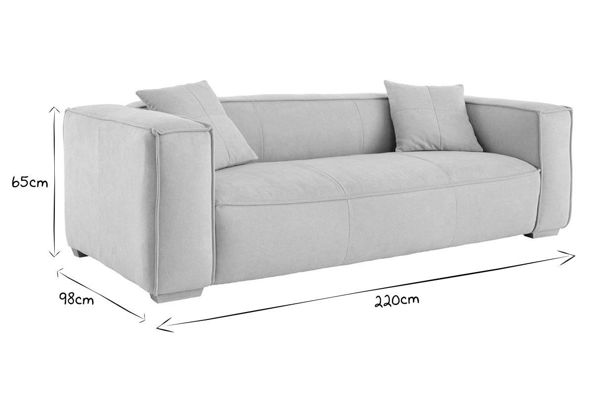 Sofa aus naturfarbenem Stoff mit Samteffekt 3-Sitzer COBAIN