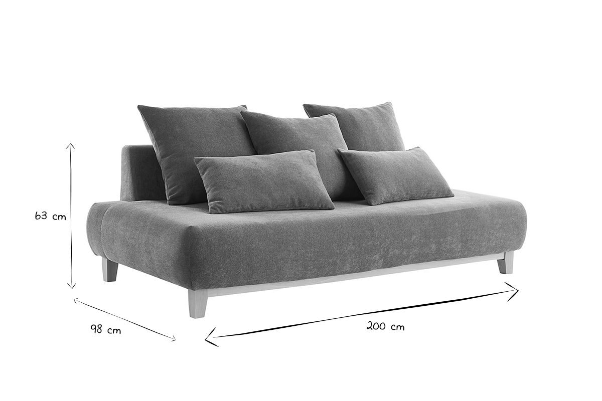 Sofa aus terracottafarbenem Stoff mit Samteffekt und hellem Holz 3-Sitzer B200 cm ODEON