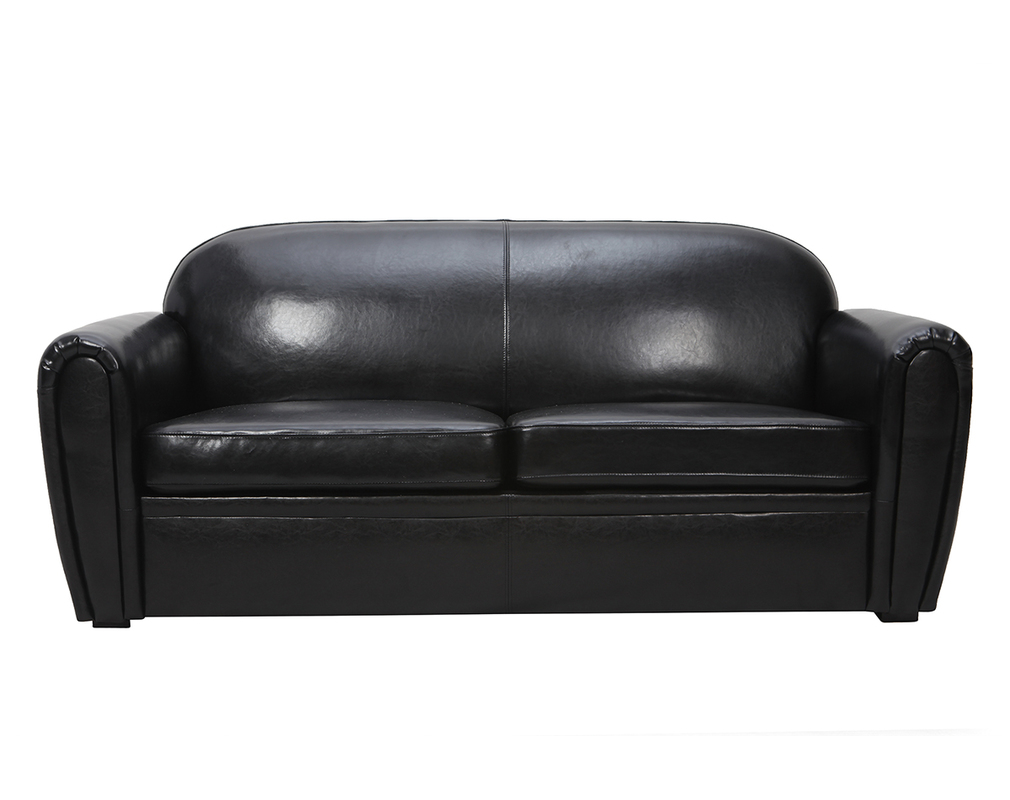 Sofa Club Verstellbar Schwarzes Leder 3 Platze Kalbsleder Miliboo