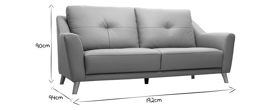 Sofa Leder Design 3-Sitzer grau ARNOLD - Büffelleder - Miliboo