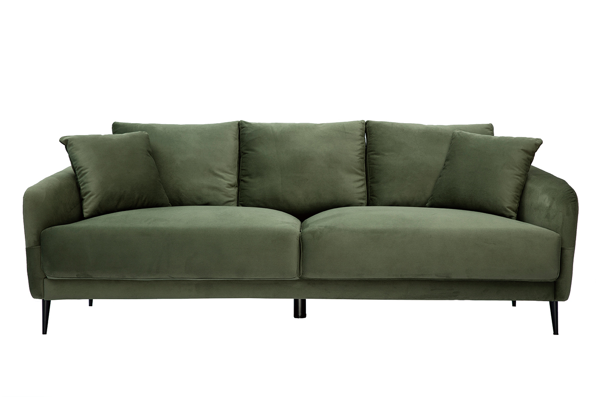 Sofa mit Samteffekt Khaki 3-Sitzer JERRY