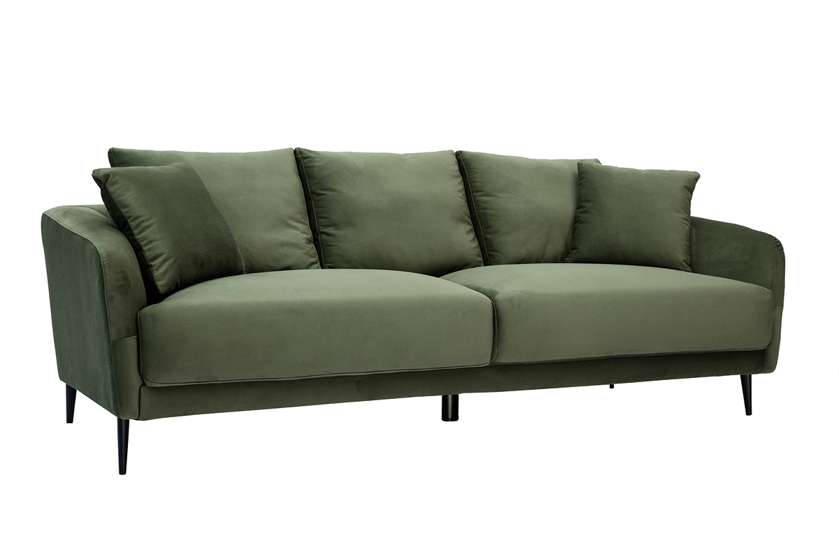 Sofa mit Samteffekt Khaki 3-Sitzer JERRY