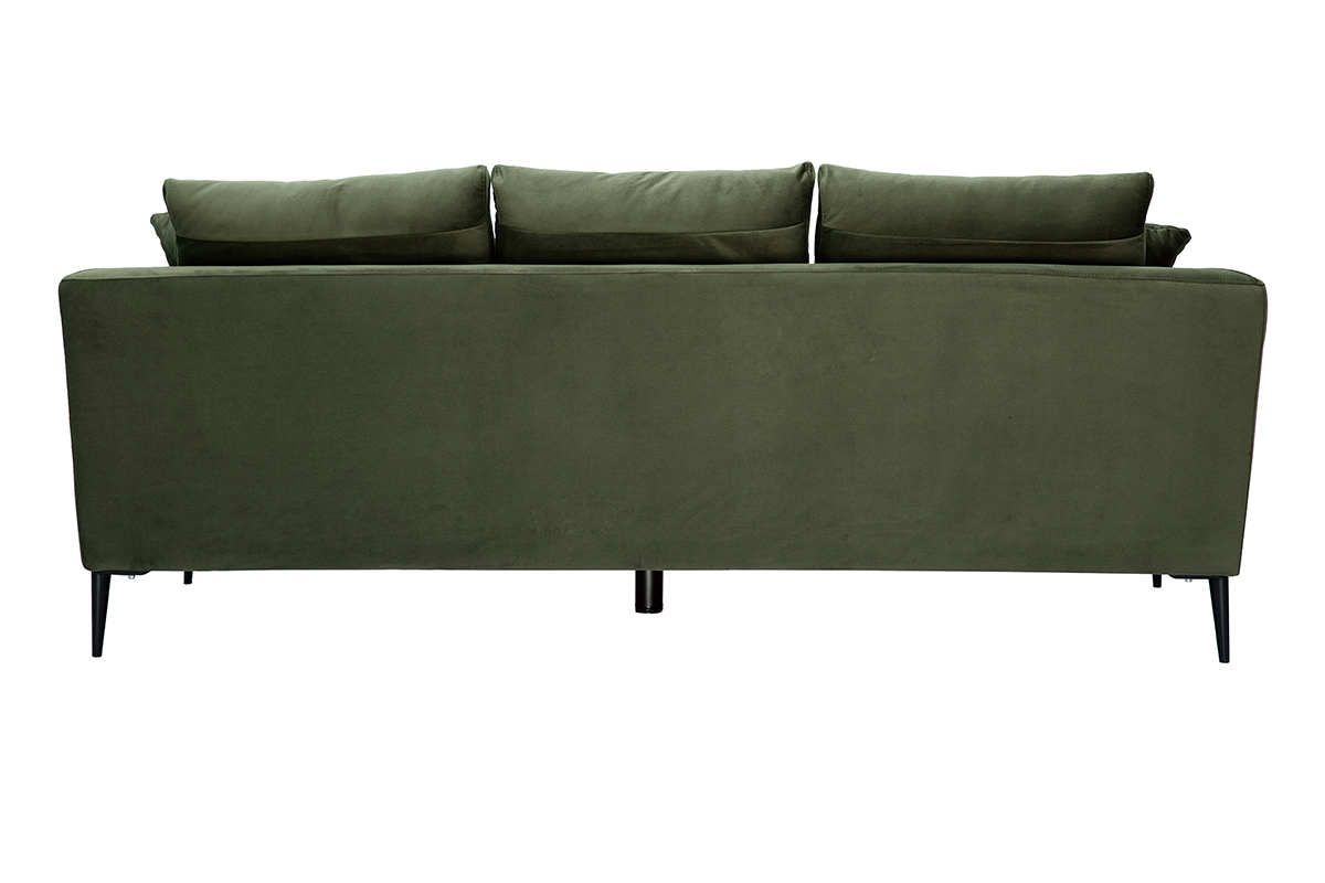 Sofa mit Samteffekt Khaki 3-Sitzer JERRY