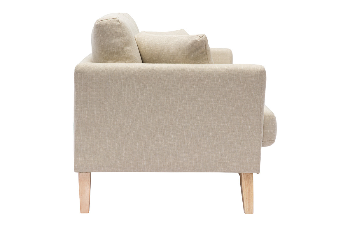 Sofa skandinavisch 2 Pltze Beige helle Holzbeine OSLO