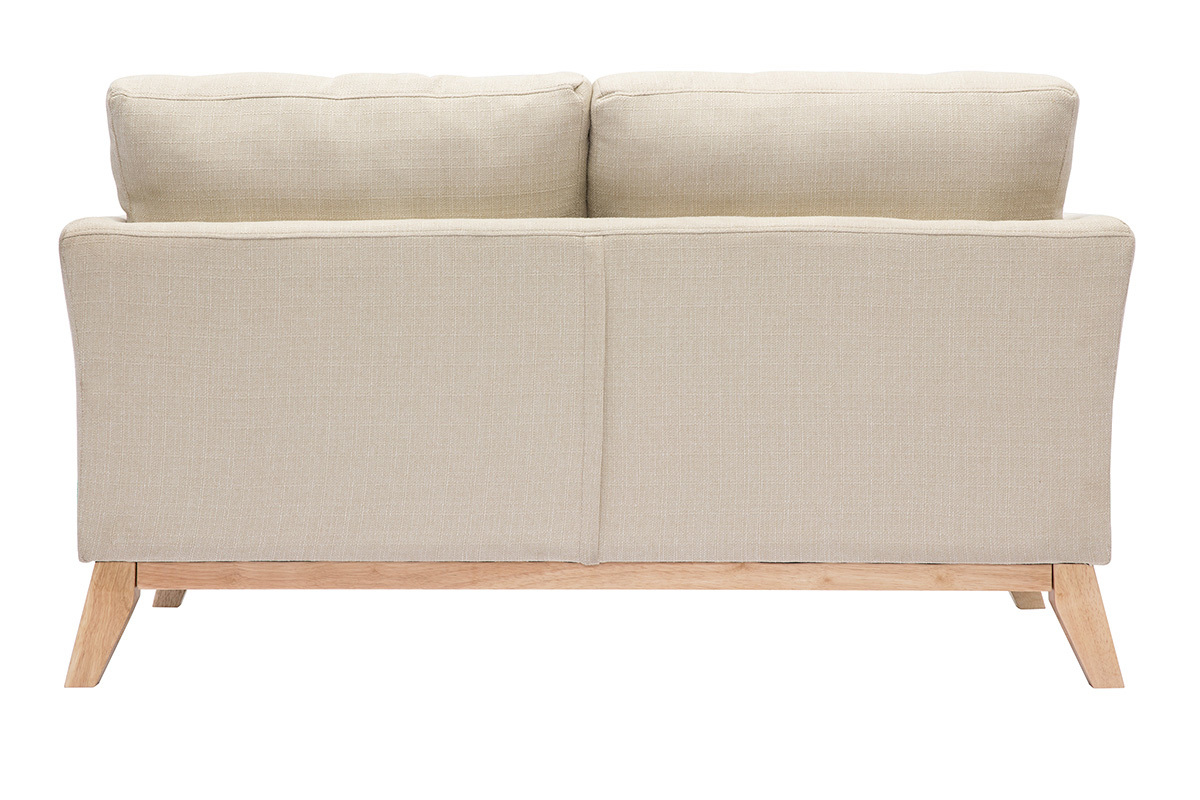 Sofa skandinavisch 2 Pltze Beige helle Holzbeine OSLO