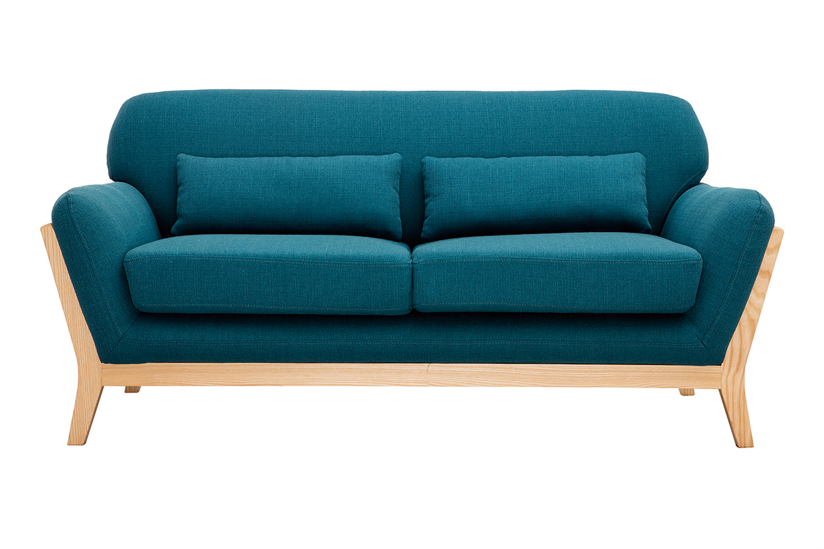 Sofa skandinavisch 2 Pltze blaugrner Stoff YOKO