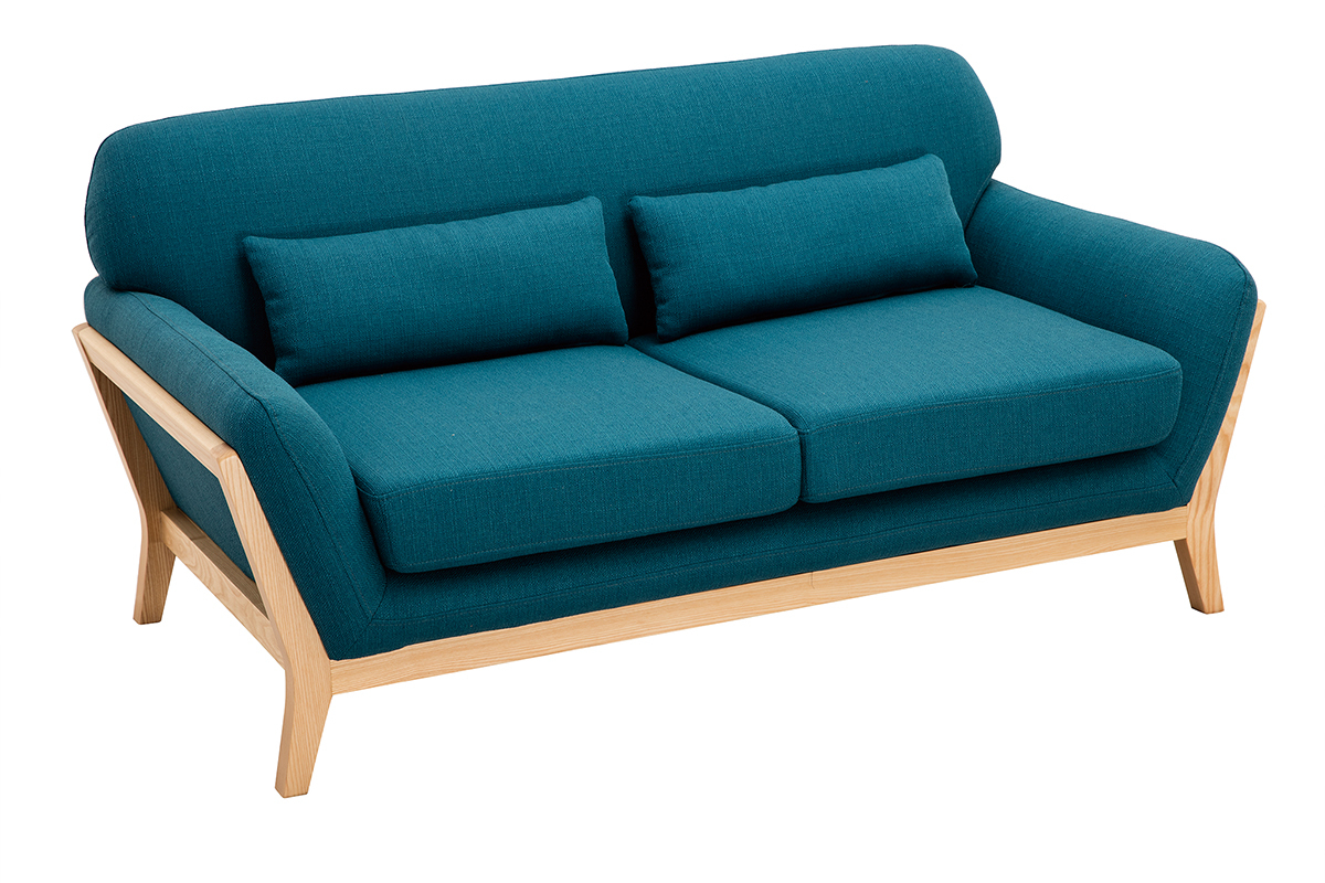 Sofa skandinavisch 2 Pltze blaugrner Stoff YOKO