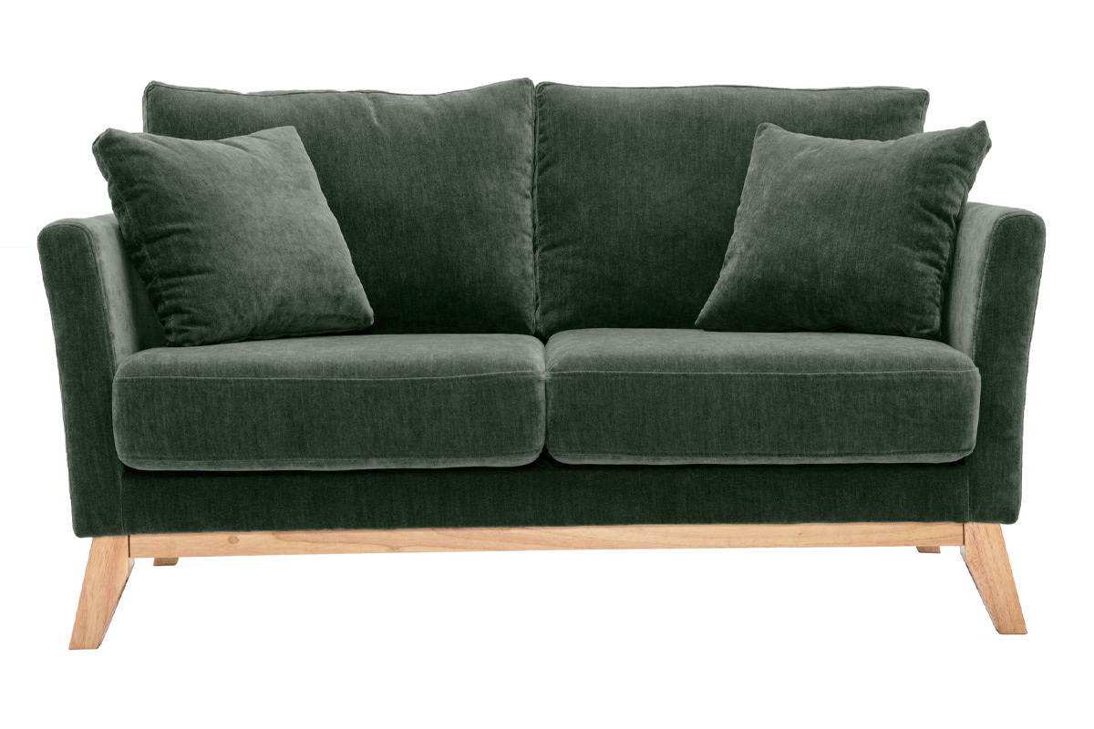 Sofa skandinavisch 2 Pltze Khaki Holzbeine OSLO