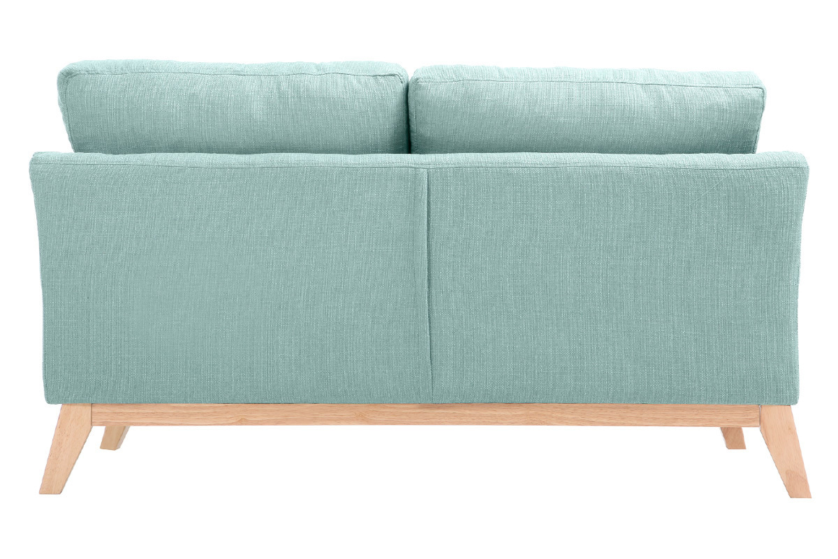 Sofa skandinavisch 2 Pltze Lagunenblau und helle Holzbeine OSLO