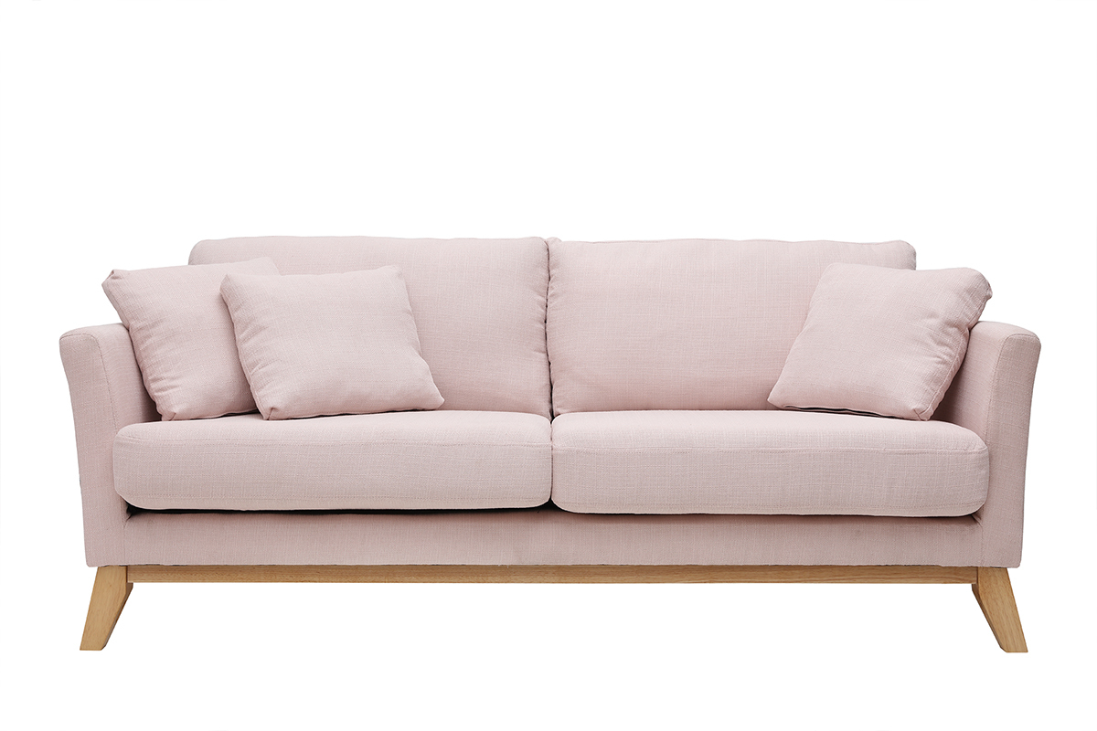 Sofa skandinavisch 3 Pltze Bezug abnhembar Rosa OSLO