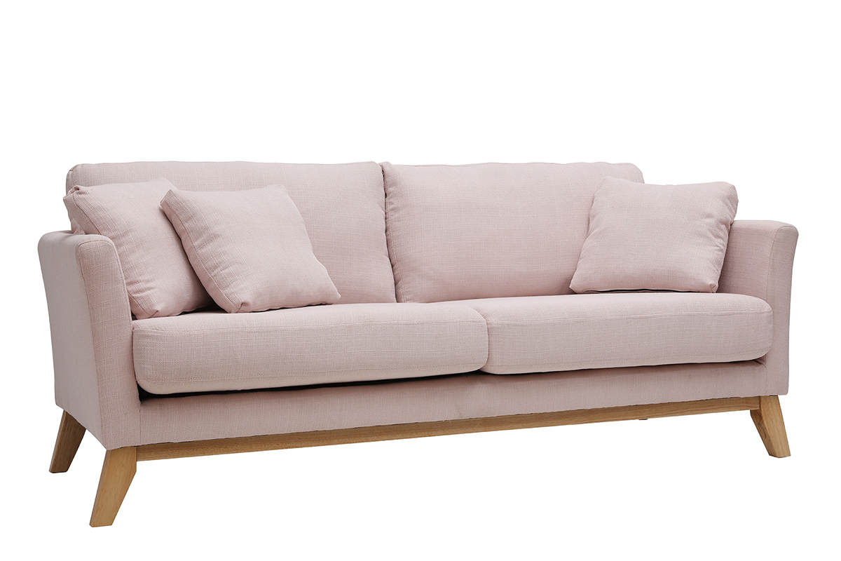 Sofa skandinavisch 3 Pltze Bezug abnhembar Rosa OSLO