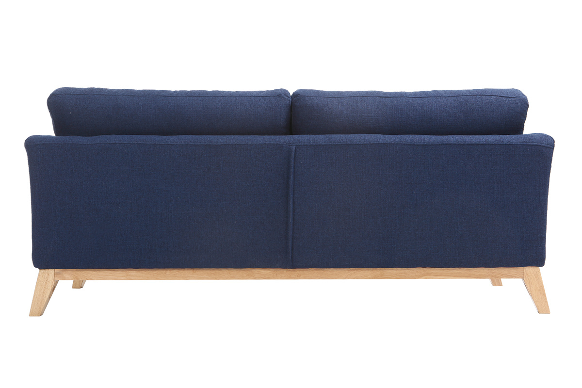 Sofa skandinavisch 3 Pltze Dunkelblau Holzbeine OSLO