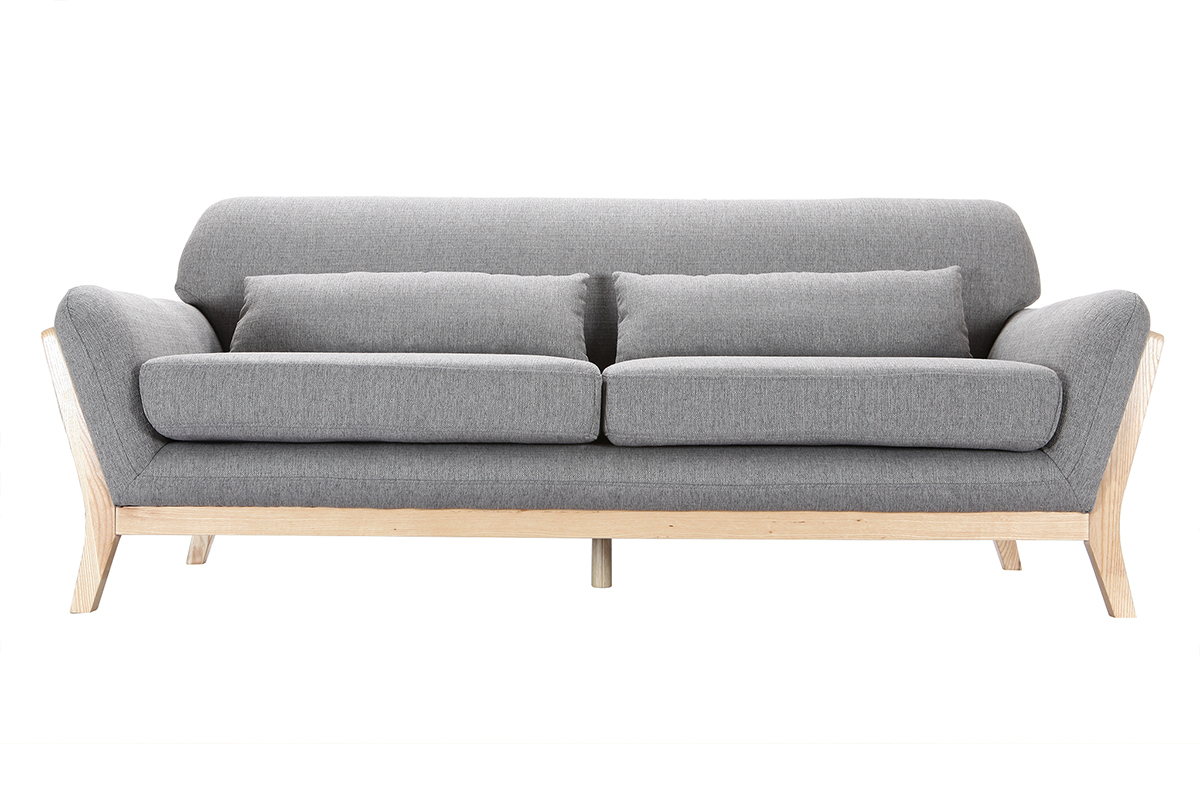 Sofa skandinavisch 3 Pltze Grau Holzbeine YOKO