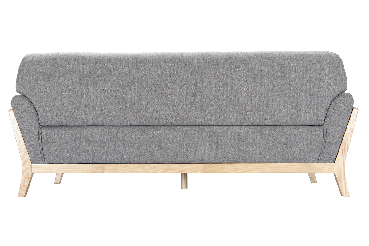 Sofa skandinavisch 3 Pltze Grau Holzbeine YOKO