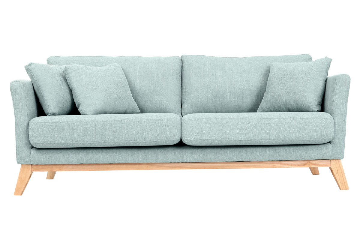 Sofa skandinavisch 3 Pltze Hellblau Holzbeine OSLO