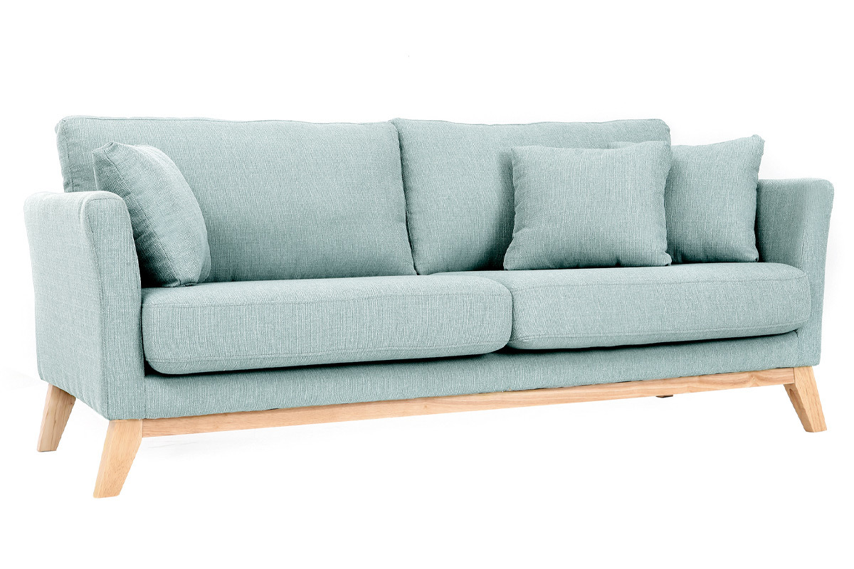 Sofa skandinavisch 3 Pltze Hellblau Holzbeine OSLO