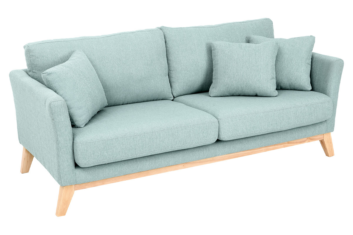 Sofa skandinavisch 3 Pltze Hellblau Holzbeine OSLO