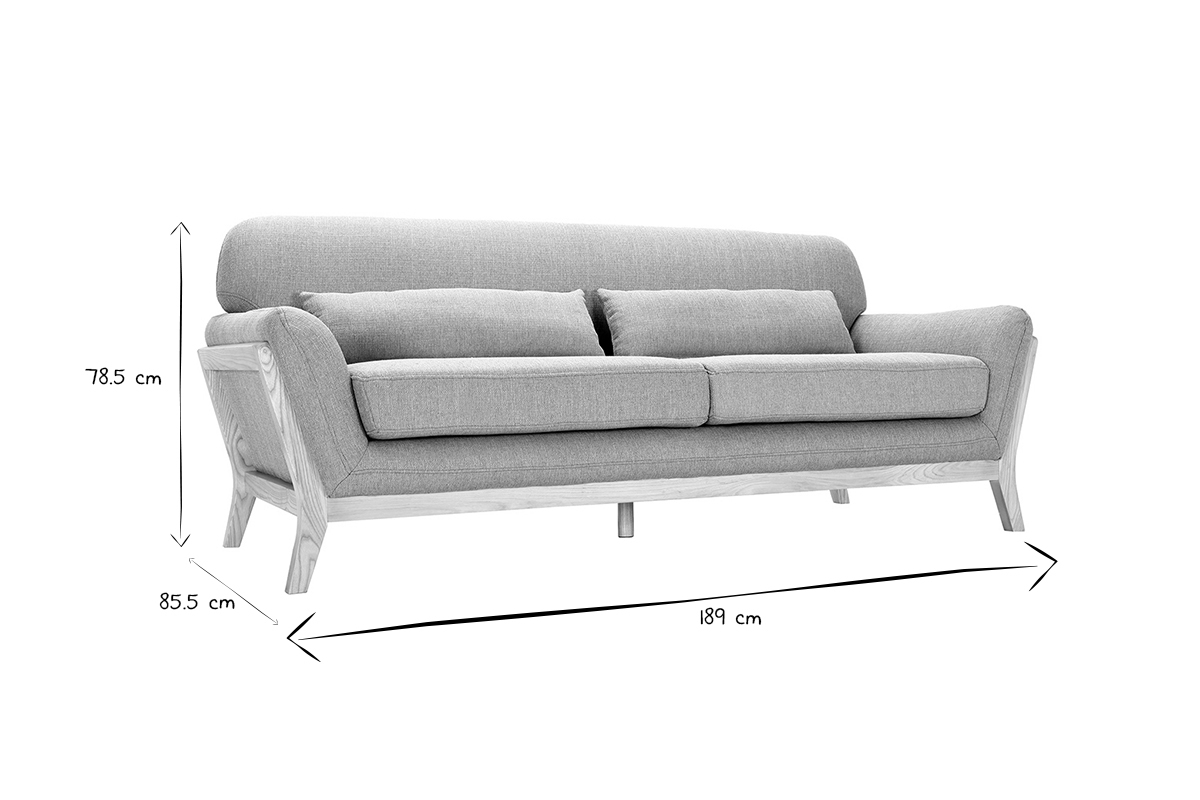 Sofa skandinavisch 3 Pltze Lagunenblau Holzbeine YOKO