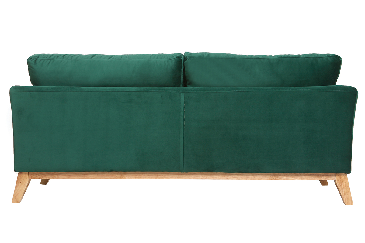 Sofa skandinavisch 3 Pltze Samt midnight green Holzbeine OSLO