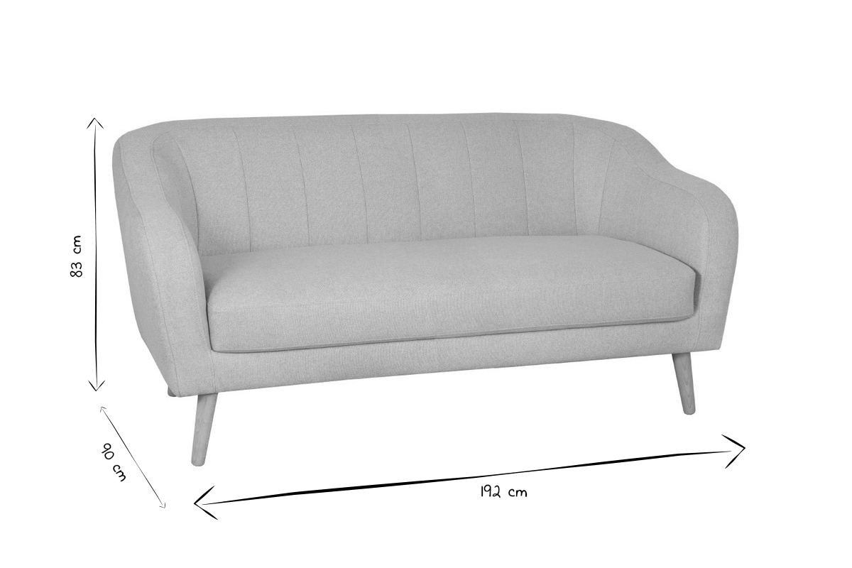 Sofa skandinavisch naturbeiger Stoff und Holz 3 Sitzer ISIS