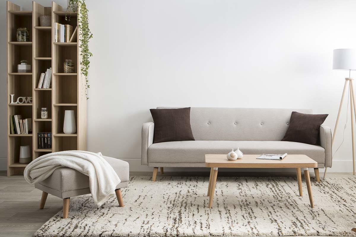 Sofa verstellbar 3 Pltze skandinavisches Design Naturfarbe ULLA