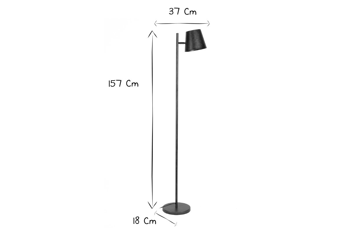 Stehlampe mit verstellbarem Lampenschirm aus Metall in Altsilber-Optik BELL