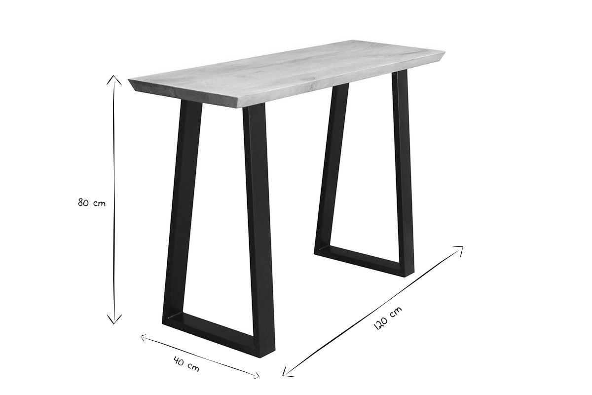 Stehtisch Mango und schwarzes Metall 120 cm VIJAY