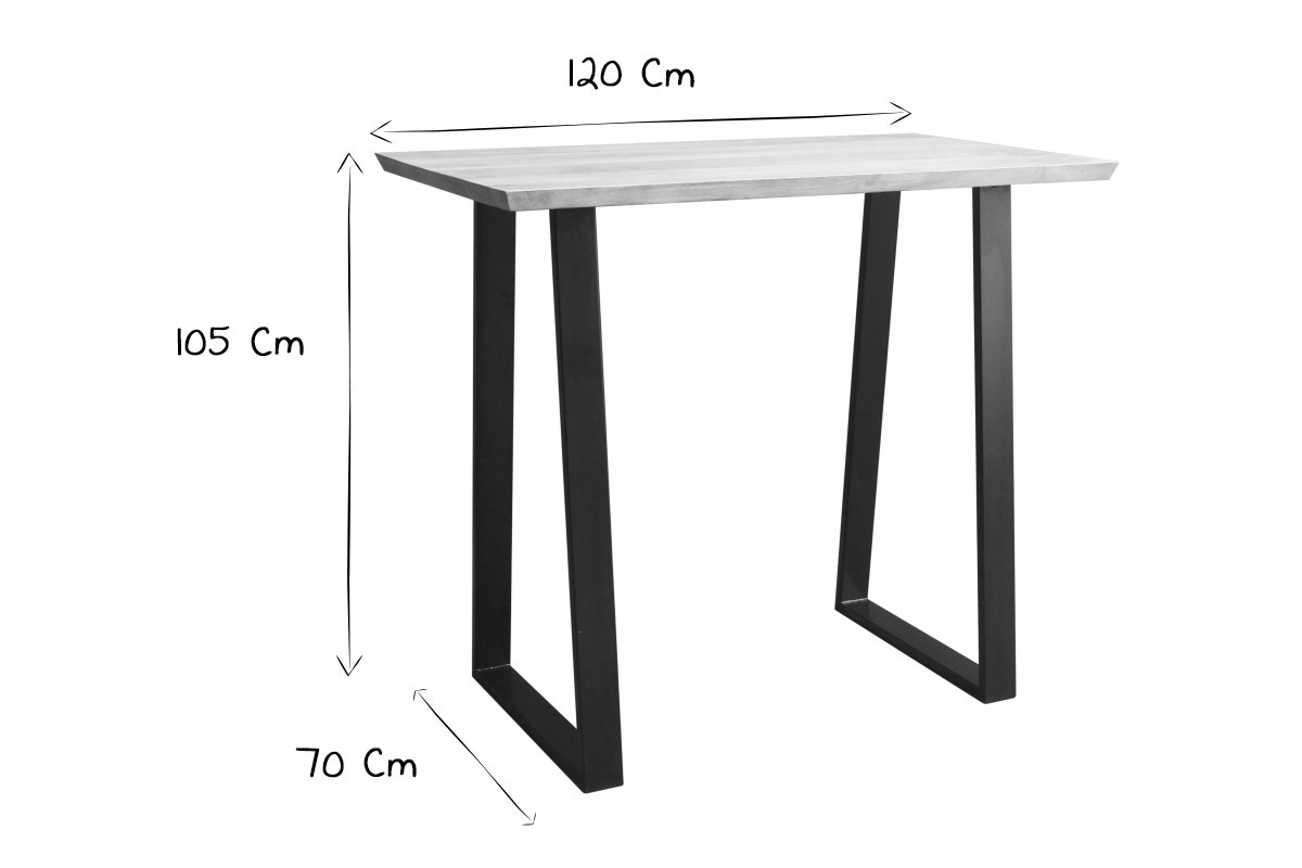 Stehtisch Mango und schwarzes Metall 120cm VIJAY